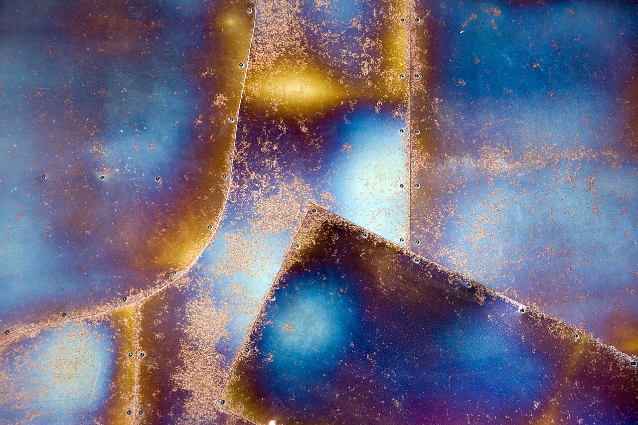 Weathered-steel public-art detail at Pearl