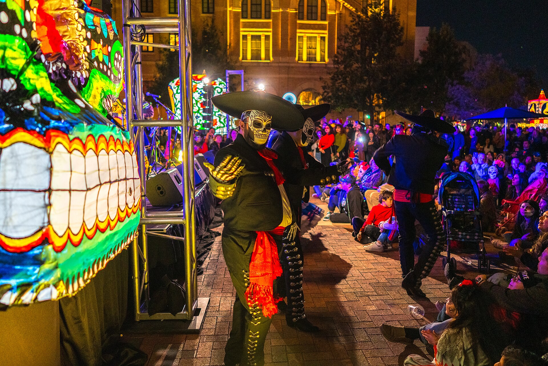 A Día de los Muertos performance on the Pearl plaza stage